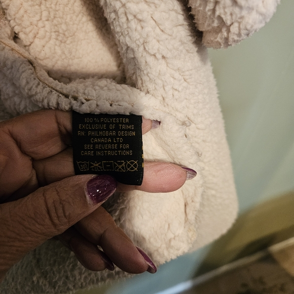 Eivissa Faux Shearling Vest Plus Size 2X | Cozy Tan Sherpa Lined Waterfall Drape - Picture 5 of 6